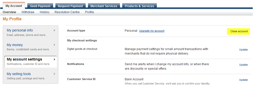 Paypal Account Settings Paypal Account Settings